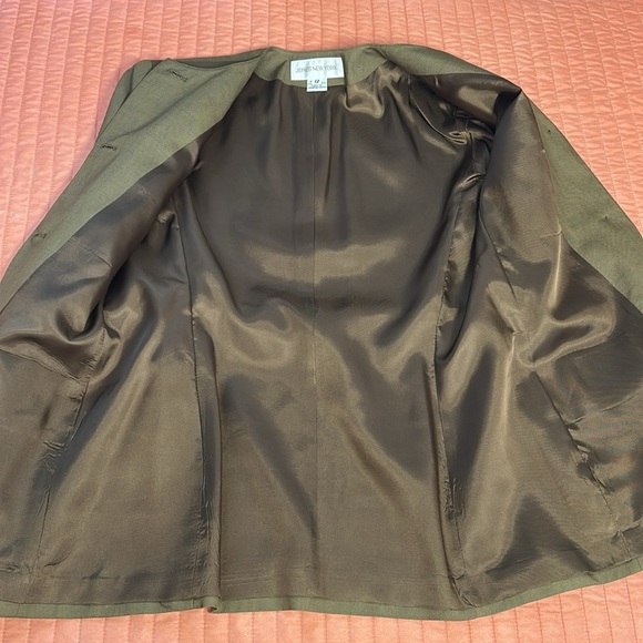 Jones New York Collarless Belted Blazer Jacket Army Green Military size 12 - Picture 7 of 16